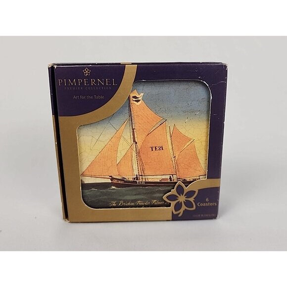 NEW Pimpernel Premier Collection "High Seas" Coasters 6‎ England Stain Resistant - Picture 1 of 12